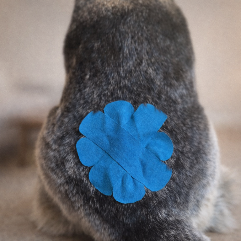 Kinesiotape an Rücken von Hund