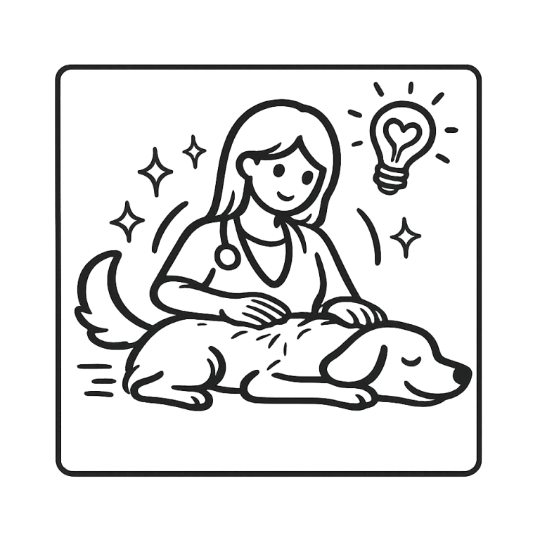 Tierphysio Wagner Tierphysiotherapeutin behandelt glücklichen Hund